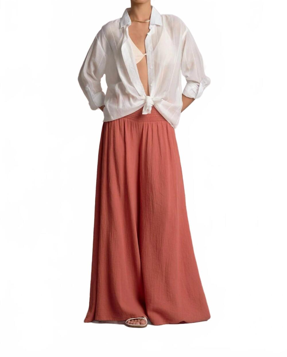 NEW ELAN wide leg palazzo pants in cayenne